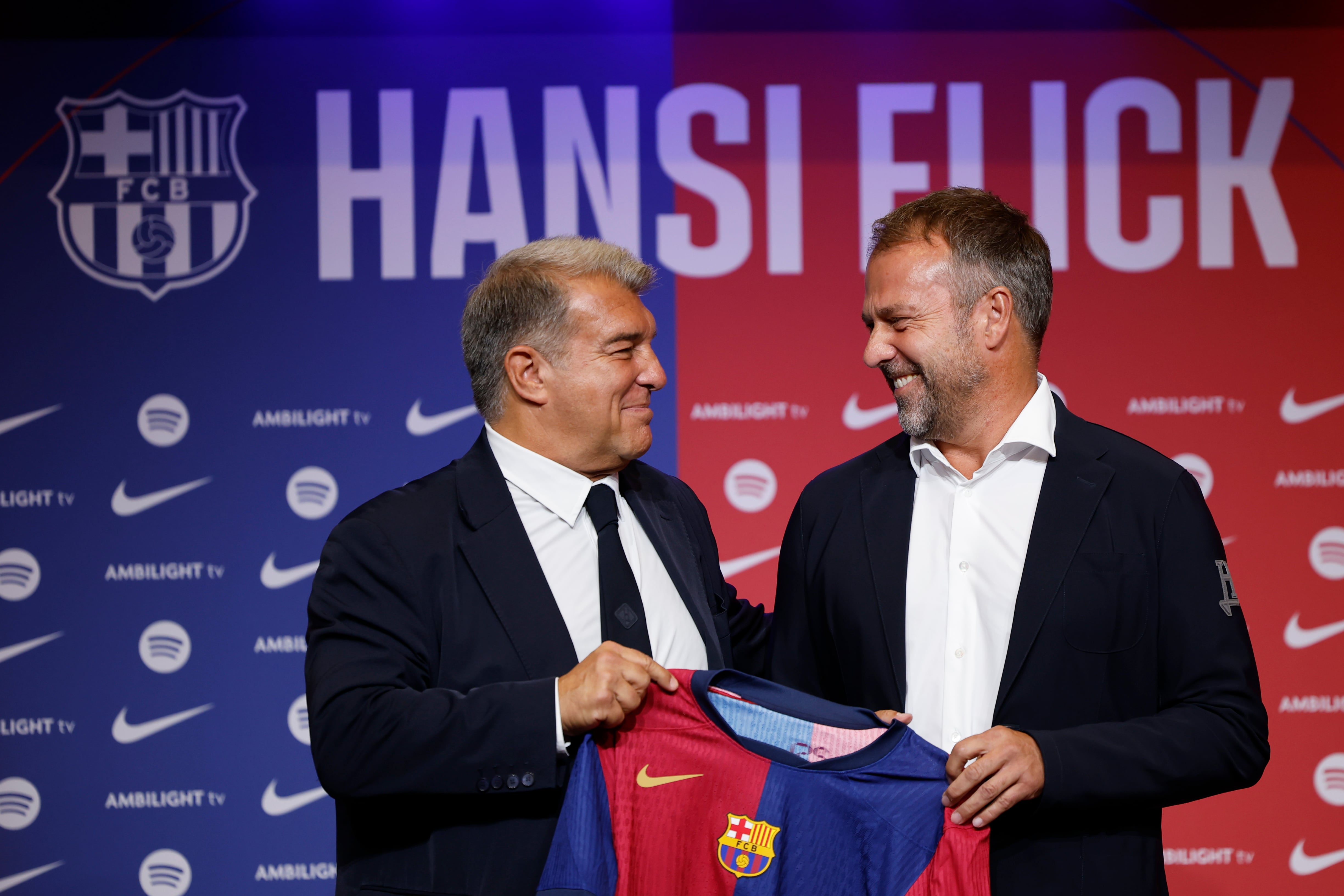 Joan Laporta y Hansi Flick