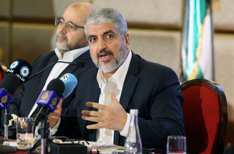 El líder de Hamas Khaled Meshaal anuncia su nuevo documento político en Doha, Qatar