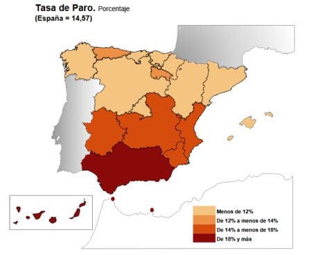 Tasa de paro por comunidade autónomas en el tercer trimestre de 2021