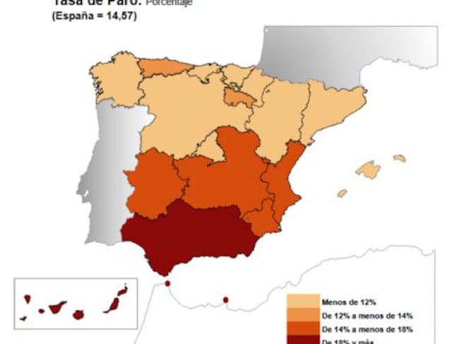 Tasa de paro por comunidade autónomas en el tercer trimestre de 2021
