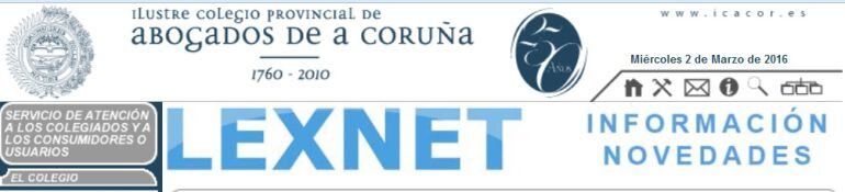 Web del Colegio de Abogados de A Coruña