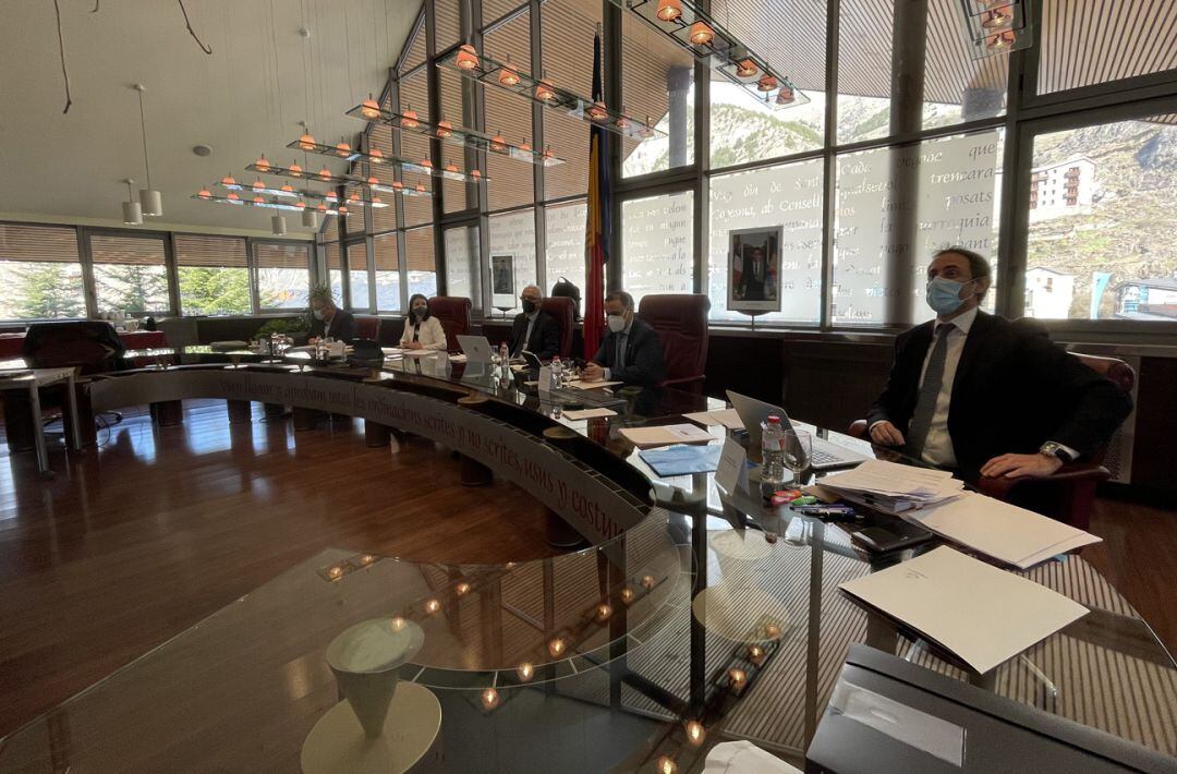 Un moment de la reunió de cònsols que ha tingut lloc aquest dijous a Canillo.