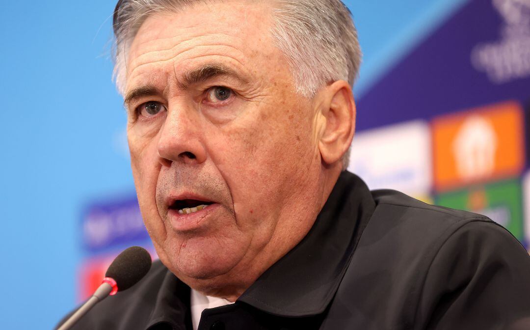 Ancelotti, en rueda de prensa. 