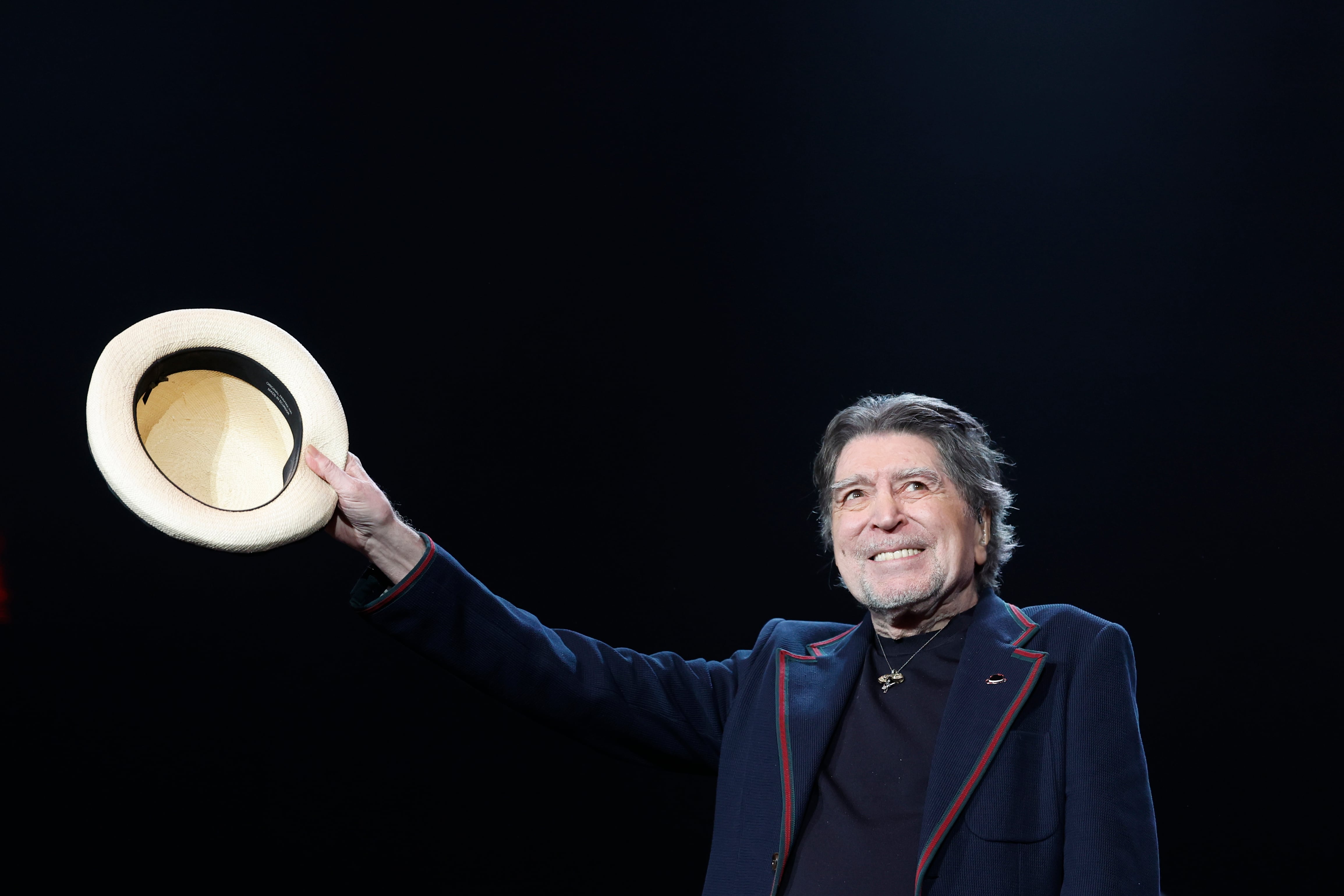 El músico y cantante Joaquín Sabina durante su último concierto, ofrecido en Madrid