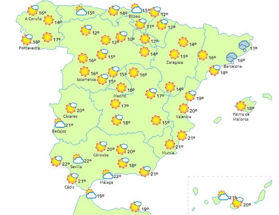 Cielos despejados en general para el domingo 28 de abril.