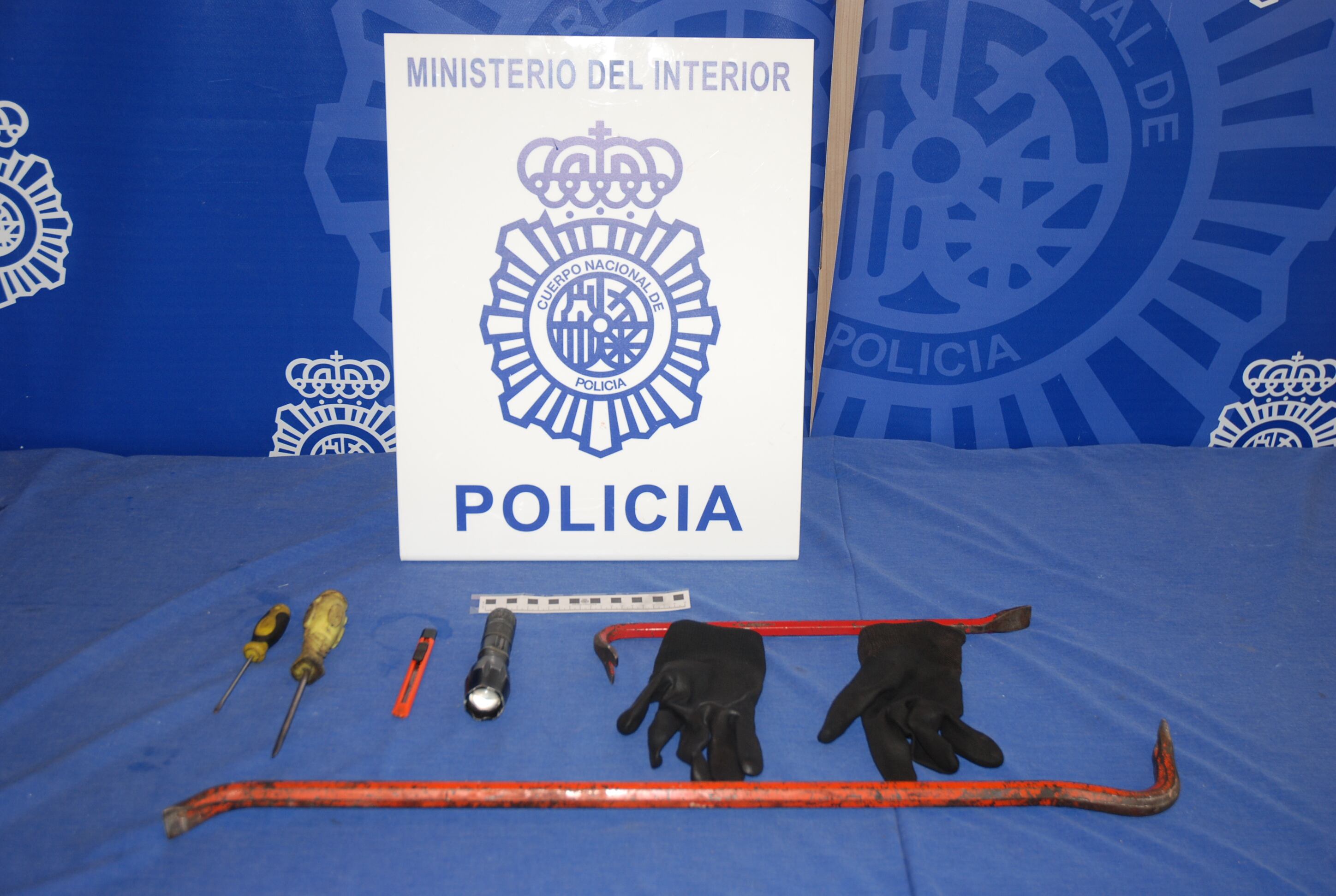Material incautado por la Policía a los cinco detenidos por el robo de coches.