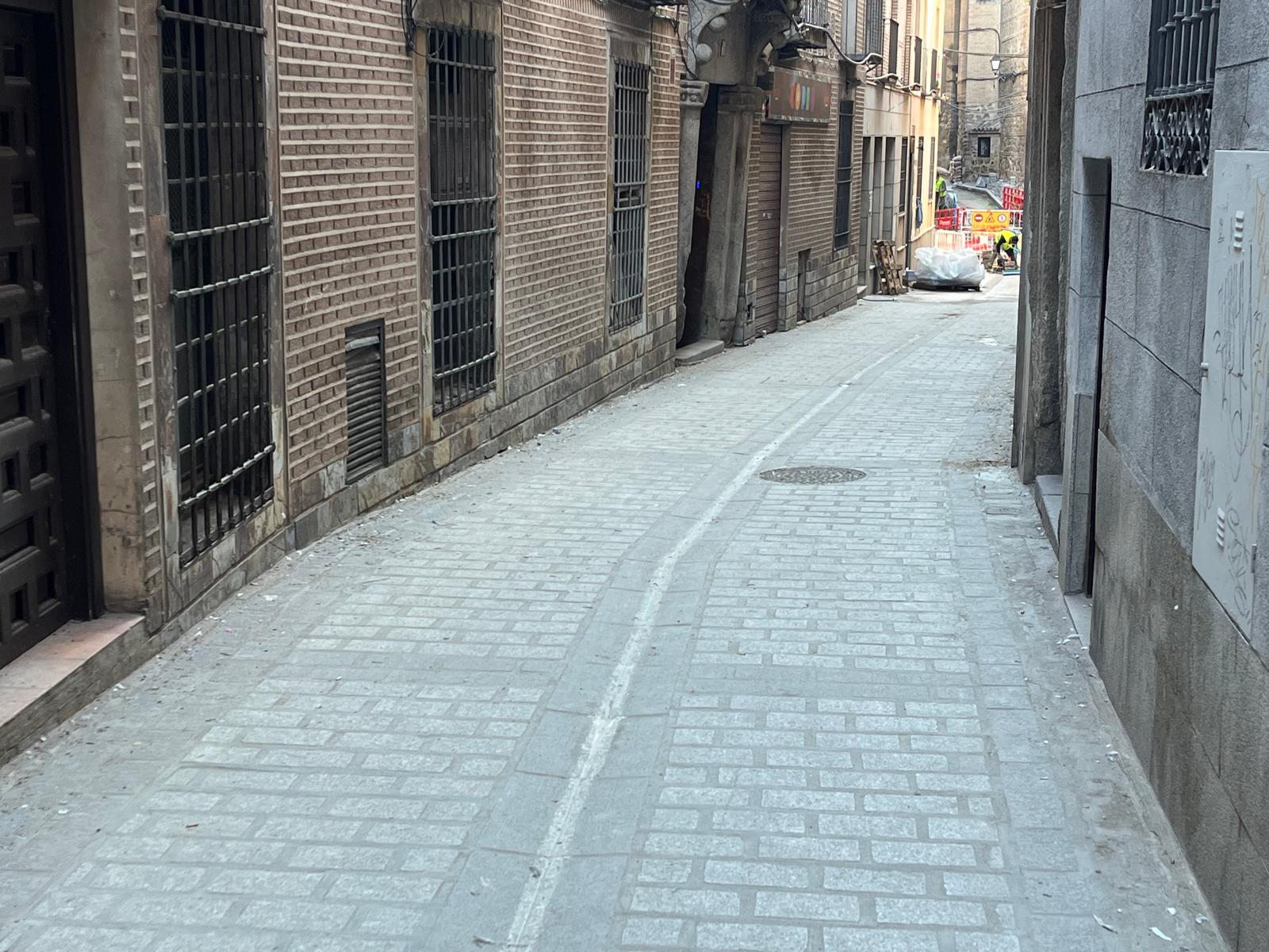 Imagen de las obras de la calle Alfileritos de Toledo