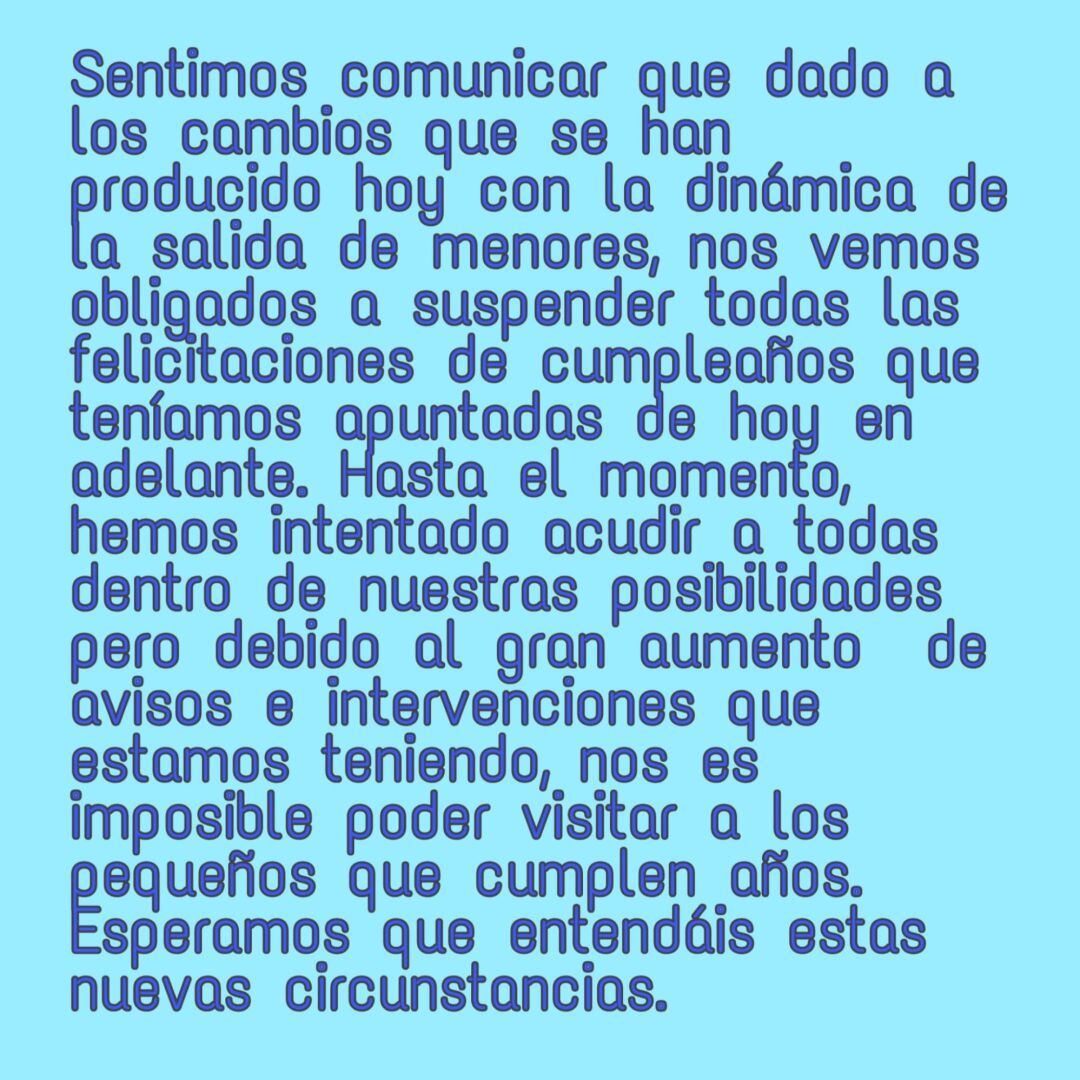 Escrito de la Policía Local de Arroyomolinos sobre los cumpleaños de los niños