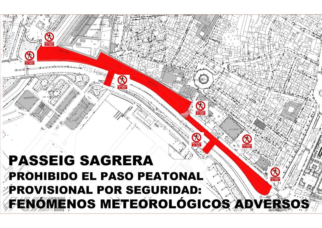 Zona cerrada al paso peatonal.