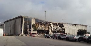 La fábrica de Campofrío en el día después del incendio