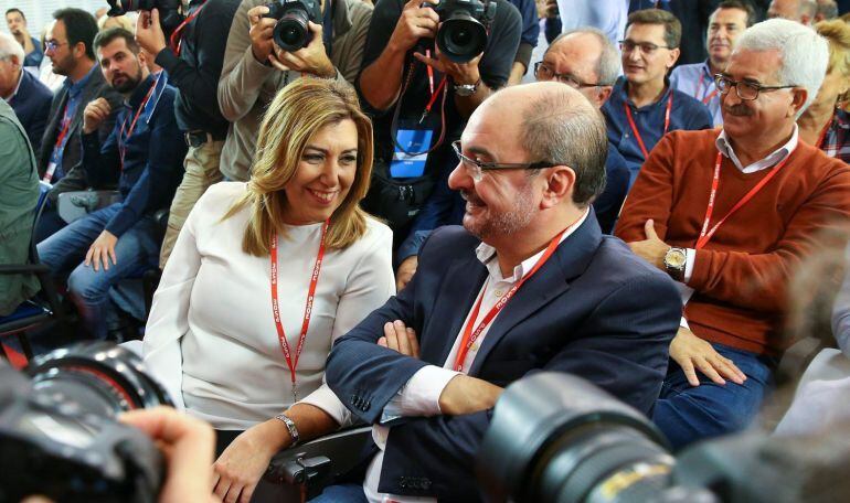 Susana Díaz y Javier Lambán, durante un Comité Federal del PSOE