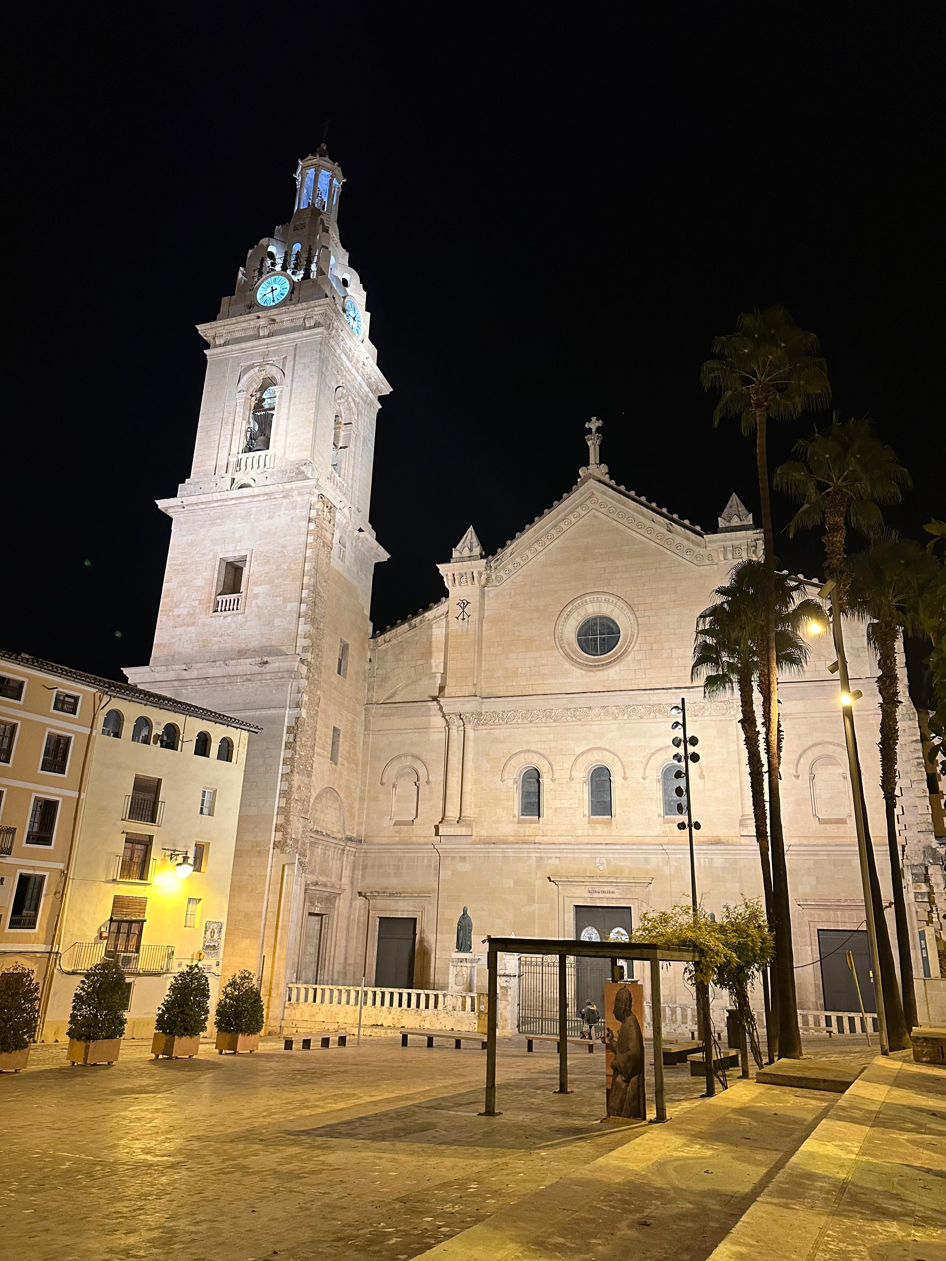 La Seu con su nueva iluminación. Fuente: Ajuntament de Xàtiva