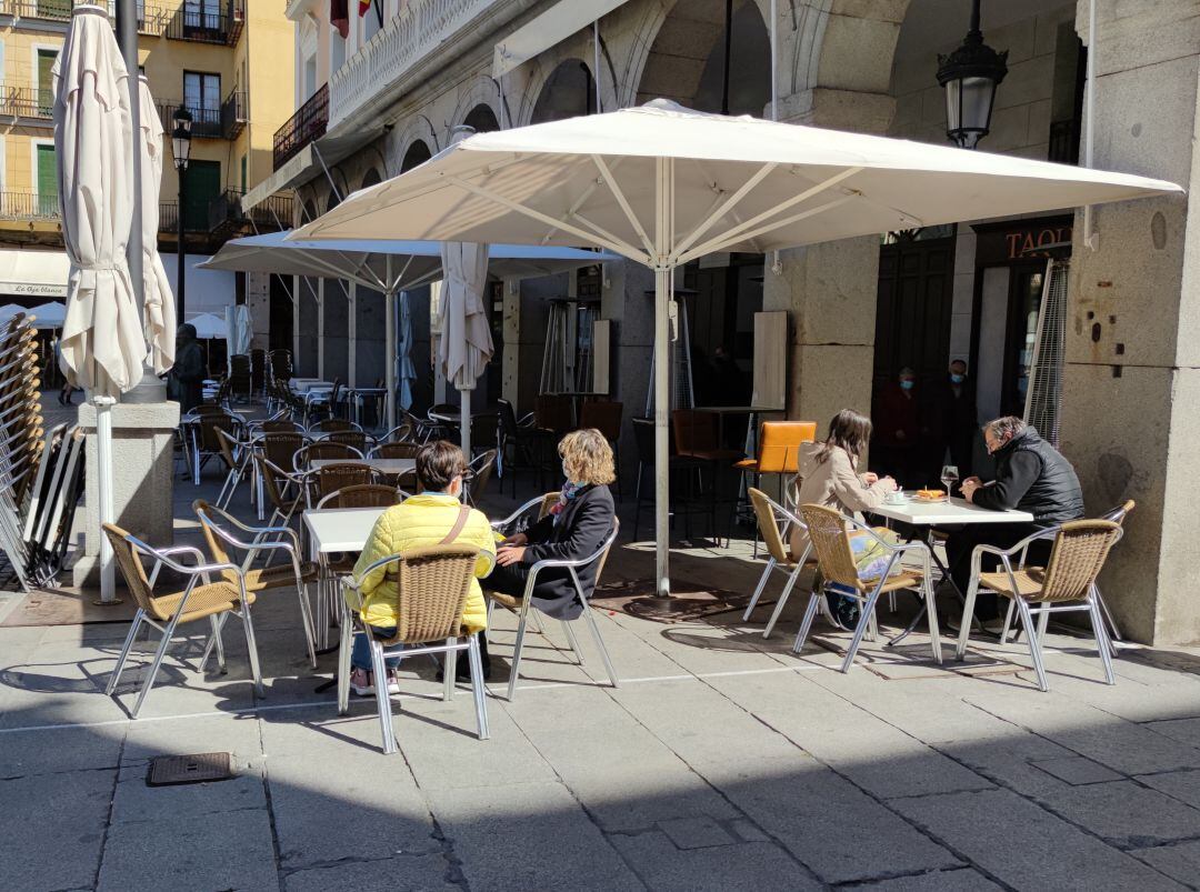 Terraza de un establecimiento hostelero de la Plaza Mayor