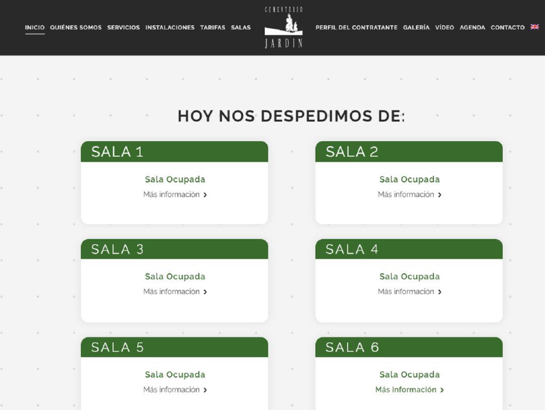Información por salas en la nueva página web del cementerio complutense. 