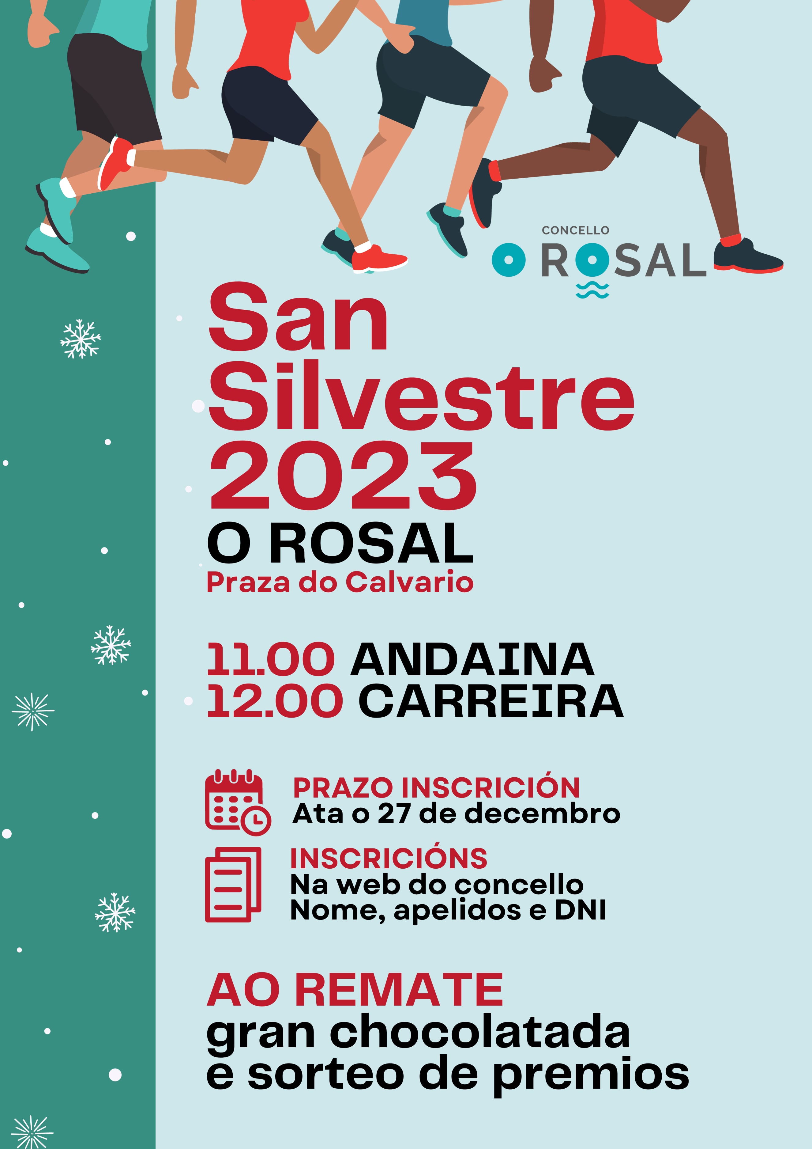 Cartel da San Silvestre no concello do Rosal