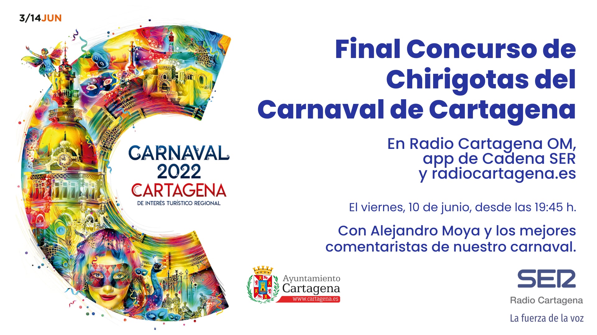 Radio Cartagena vuelve a retransmitir la final del Concurso de Chirigotas Ciudad de Cartagena