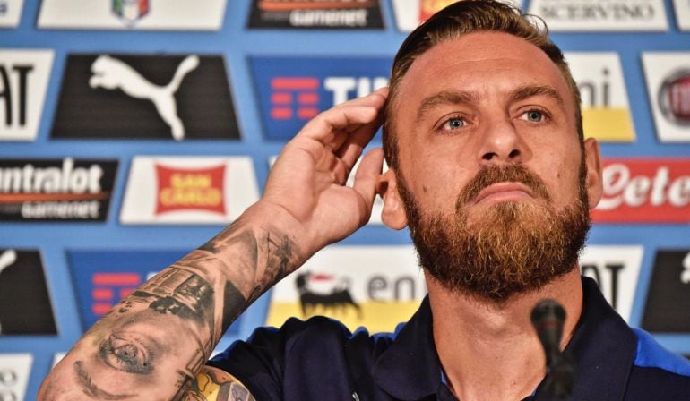 De Rossi, en un momento de la rueda de prensa previa al España - Italia del Santiago Bernabéu