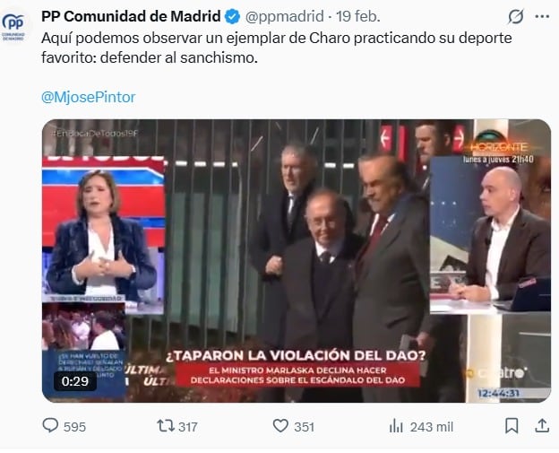 Tweet del PP en la Comunidad de Madrid