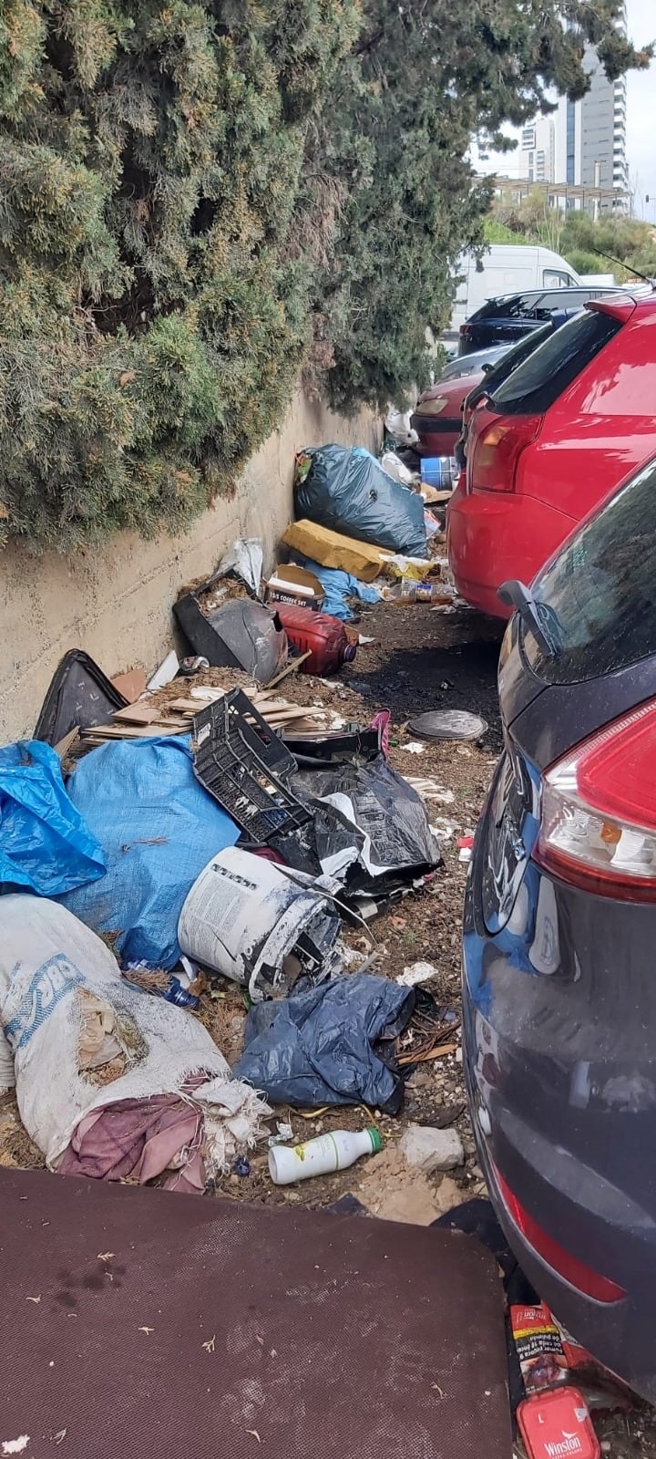 Basura en el entorno de la Aljafería