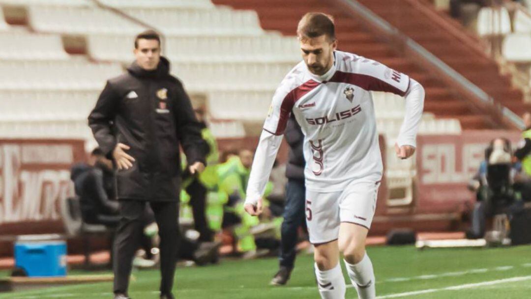 Alberto Benito durante un partido del Albacete