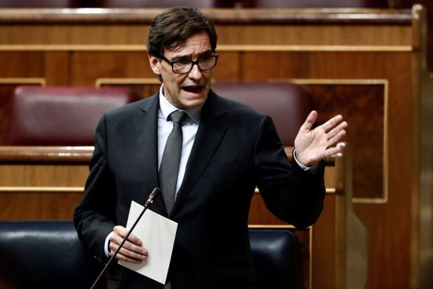 El ministro de Sanidad, Salvador Illa, durante el pleno celebrado este miércoles en el Congreso