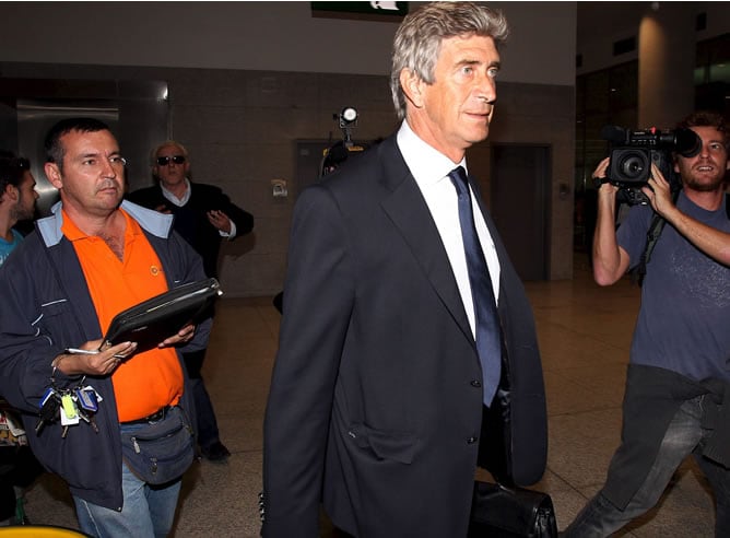 Pellegrini en su llegada a Málaga