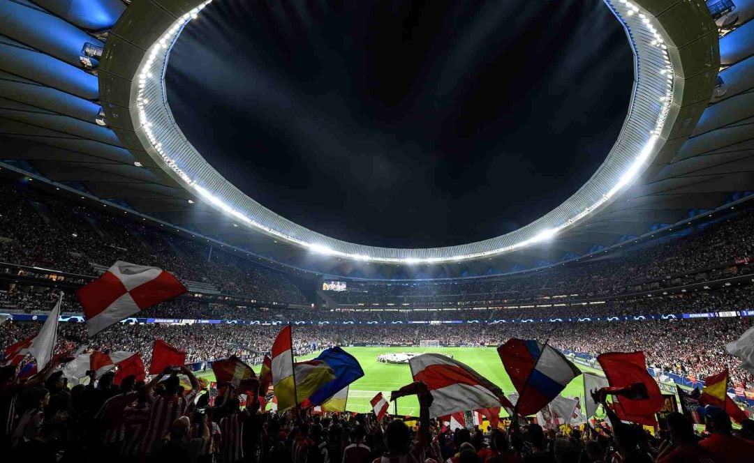 El Wanda Metropolitano, durante un partido de la Champions League con público.