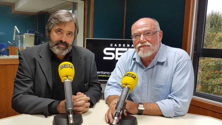 Fernando Collado y Javier Puente en el estudio de la Ventana de Cantabria 