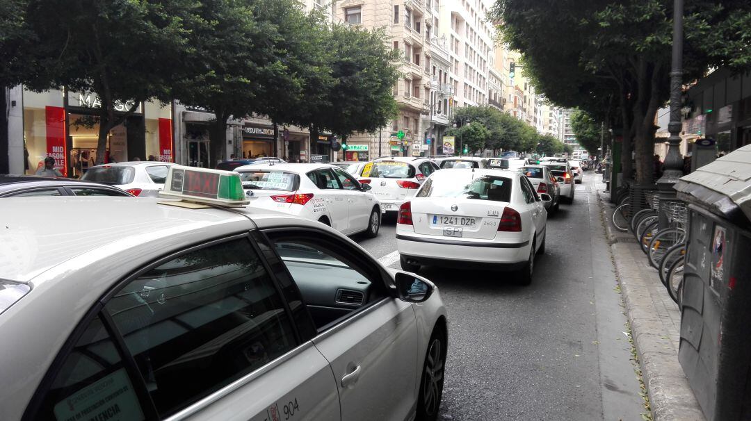 Protesta de taxistas en Valencia (archivo)