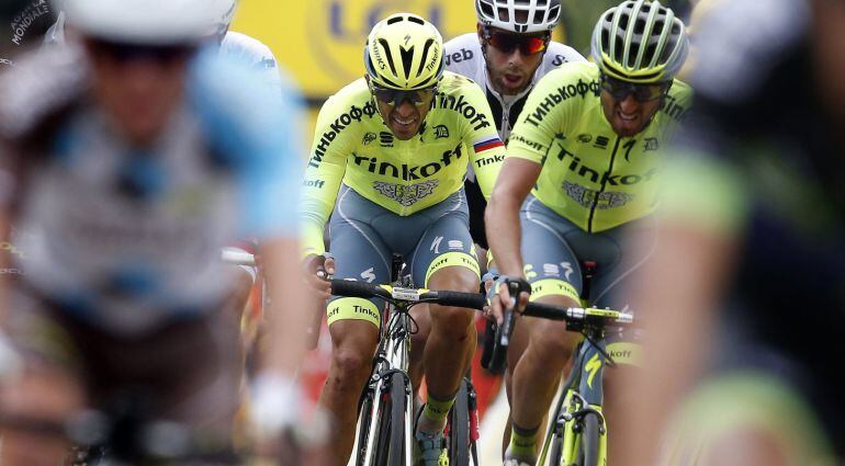 Alberto Contador, en la segunda etapa del Tour.