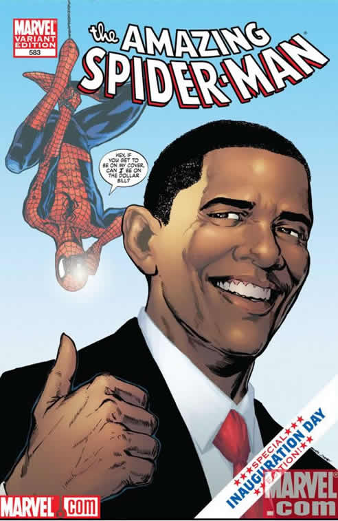 Portada del número especial de Spider-Man en el que aparece Barack Obama