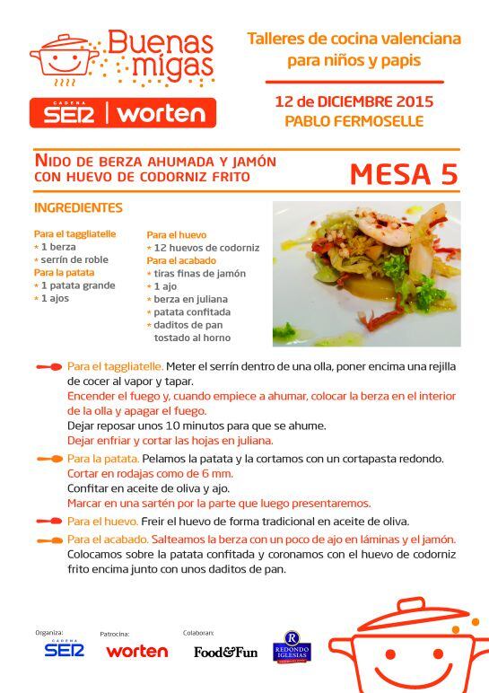 Entrante del taller de cocina valenciana Buenas Migas para niños y 'papis'