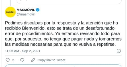 Respuesta de Más Móvil