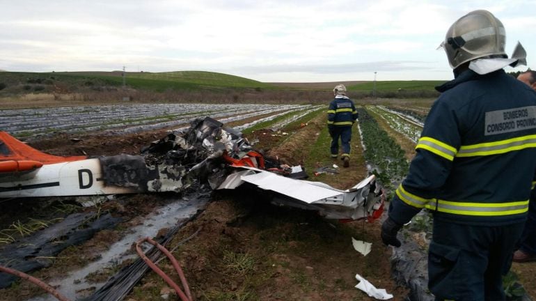 Imagen de la avioneta estrellada en Villamartín