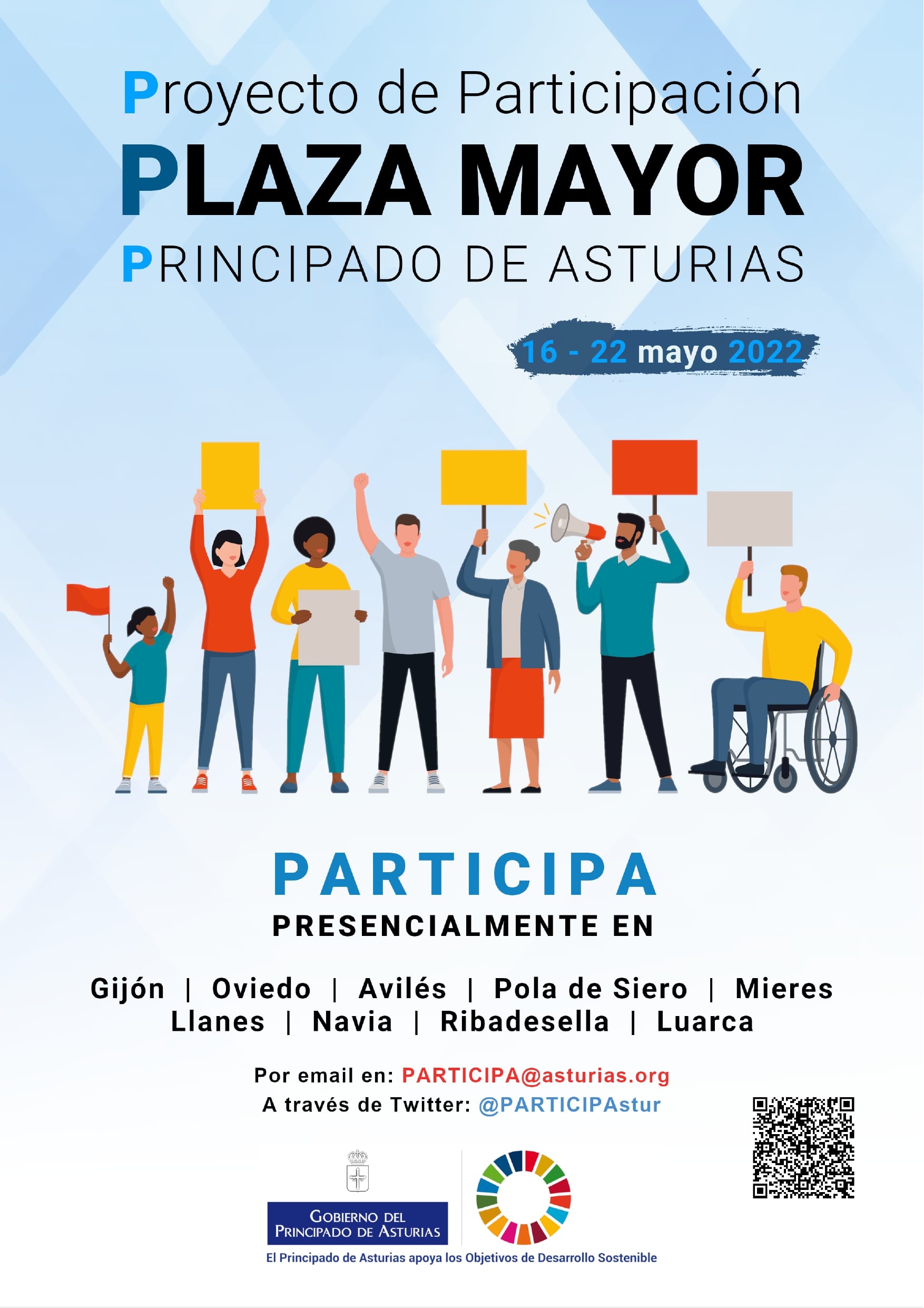 Cartel anunciador del proyecto de Participación Ciudadana &quot;Plaza Mayor&quot;, puesto en marcha por el Gobierno de Asturias