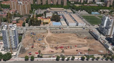 Vista aérea de las obras de Casal España Arena de València