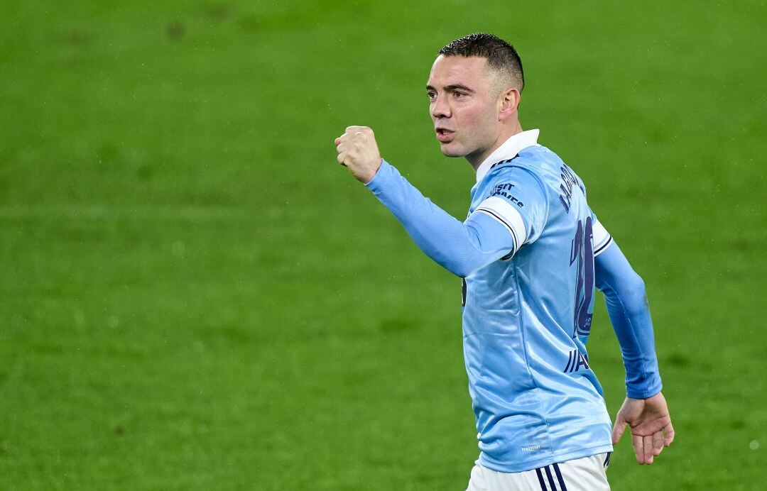Iago Aspas celebra un gol con el Celta
