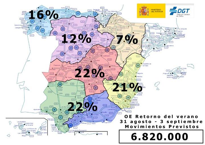 Tráfico previsto en la Operación Retorno.