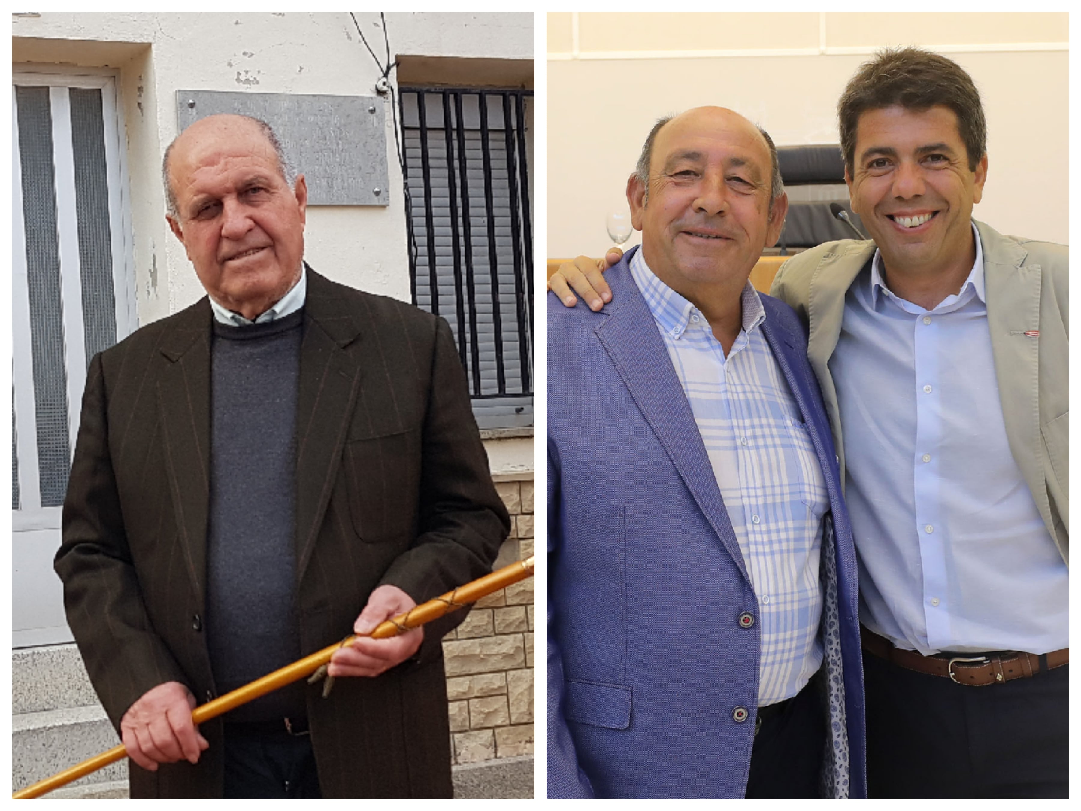 José Luis Seguí, alcalde de Almudaina; Jaume Pascual, alcalde de L'Alqueria d'Asnar, con Carlos Mazón, presidente de la Diputación, tras el pleno de este miércoles.