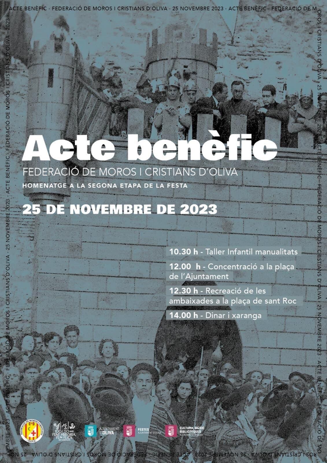 Cartel anunciador del evento organizado por la Federació de Moros i Cristians  de Oliva para el sábado.