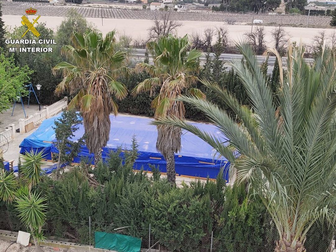 Piscina que escondía plantación marihuana en Novelda