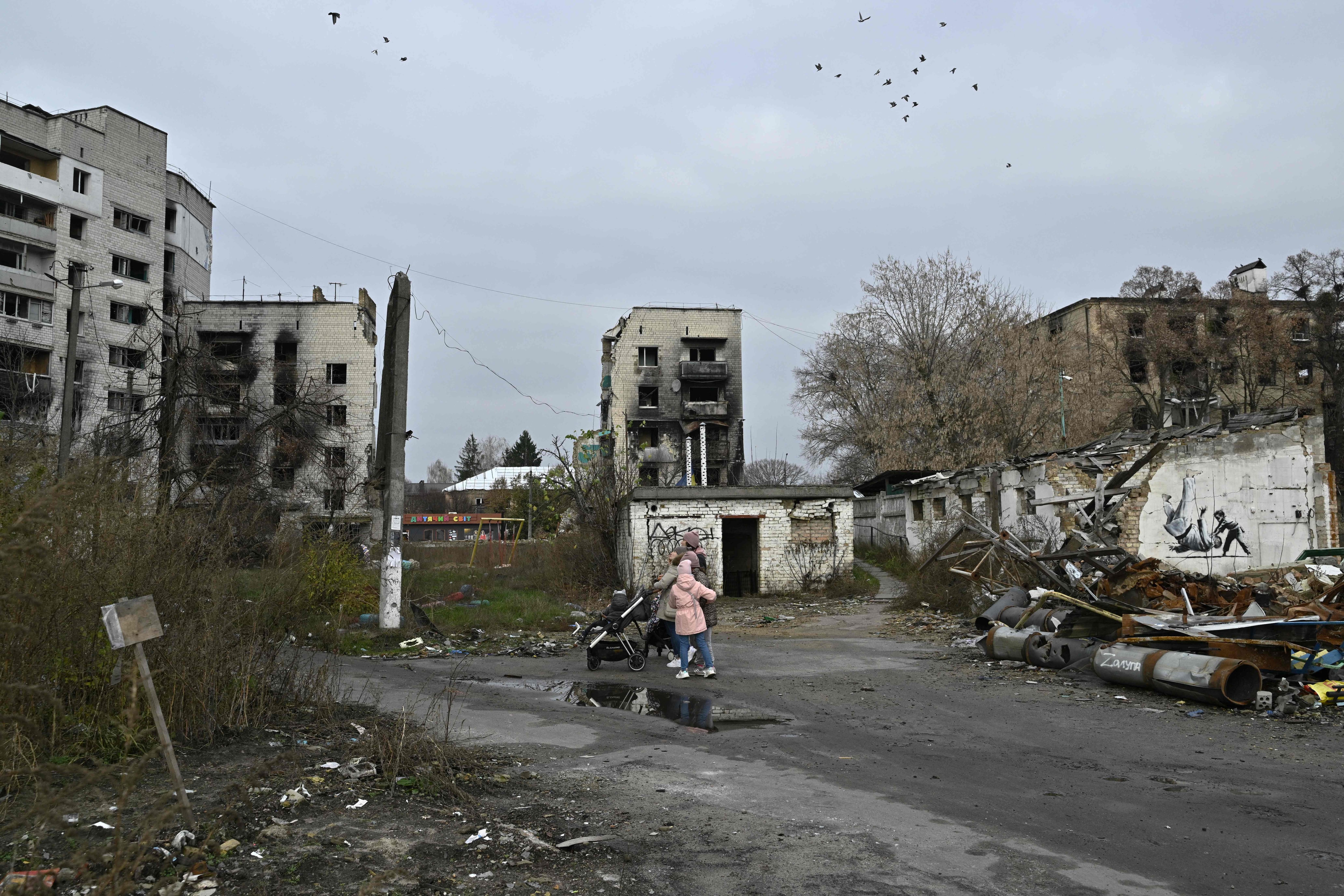 Bombardeos en Kiev.