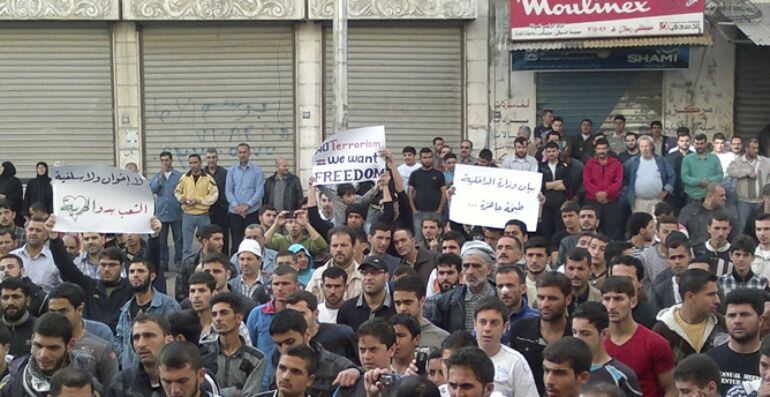 Imagen de las protestas de 2011 en la ciudad portuaria de Banias, Siria