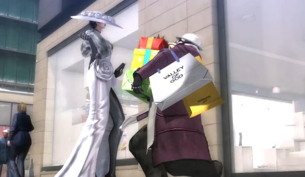 Bayonetta con sus regalos de Navidad