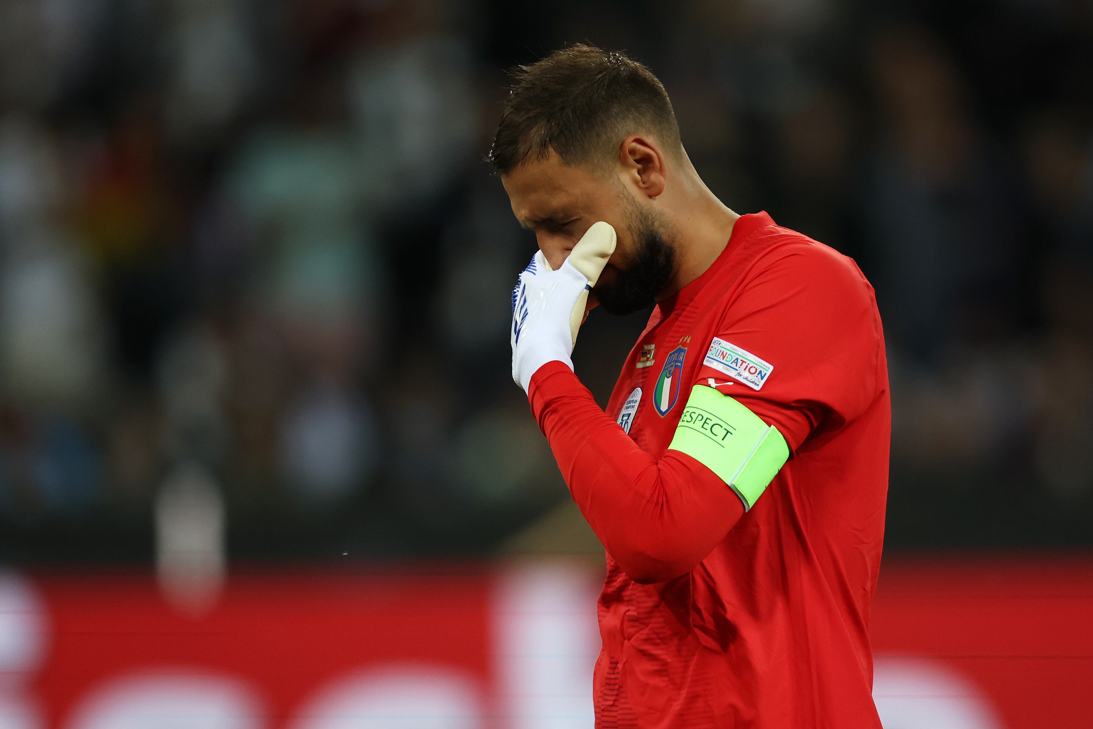 Gianluigi Donnarumma durante el partido ante Alemania.