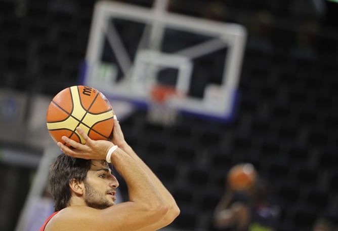 Ricky Rubio durante el entrenamiento de este viernes