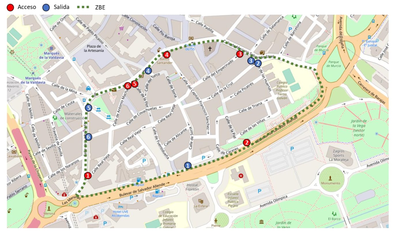 Plano de la Zona de Bajas Emisiones (ZBE) de Alcobendas