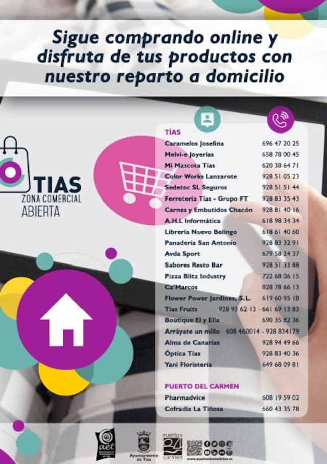 Listado de comercios participantes.