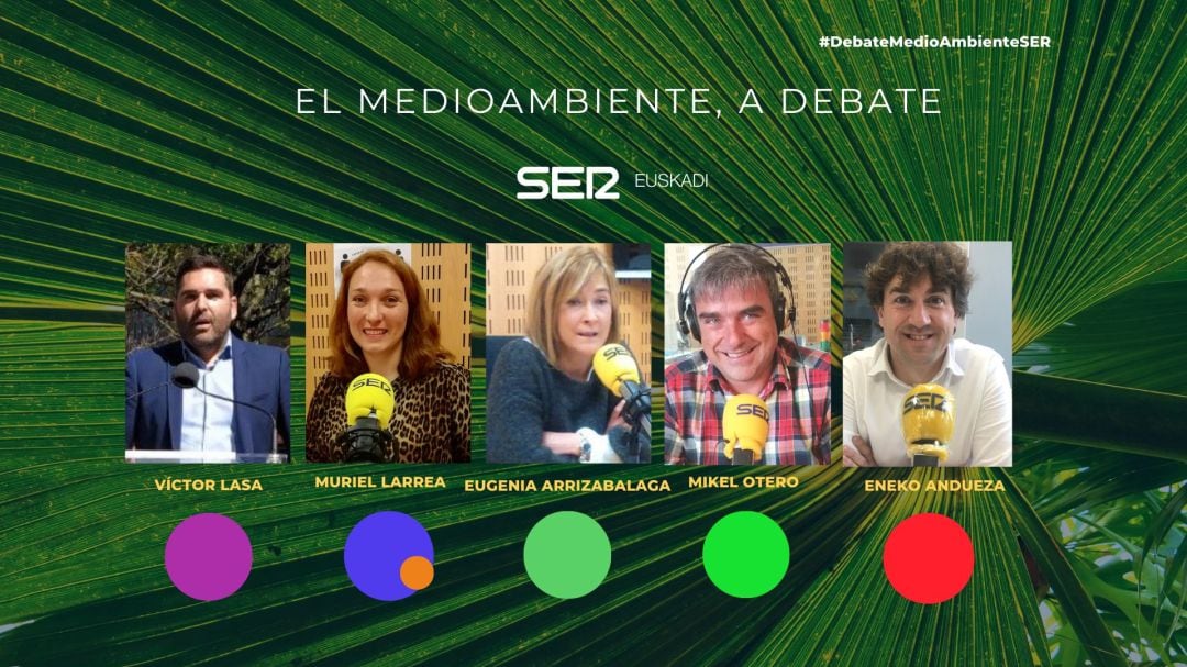 Mikel Otero (EH Bildu), Muriel Larrea (PP+Cs), Eneko Andueza (PSE), Víctor Lasa (Podemos) y Maria Eugenia Arrizabalaga (PNV)