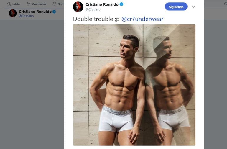 Uno de los tuits de Cristiano en los que publicita su marca de ropa interior